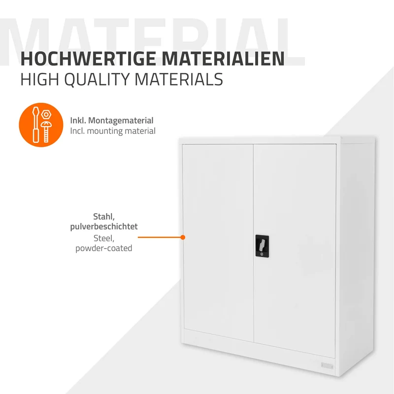 Aktenschrank abschließbar 90x40x109 cm Weiß aus Stahl ML-Design
