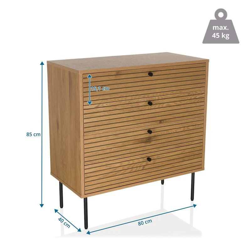 B-Ware hjh LIVING Kommode LINNO K Schubladenkommode Sideboard Aufbewahrung modern grau