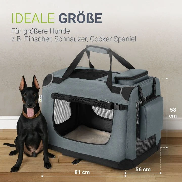 B-Ware Hundebox Auto faltbar Hundetransportbox mit Tragegriff Decke und Faltnapf