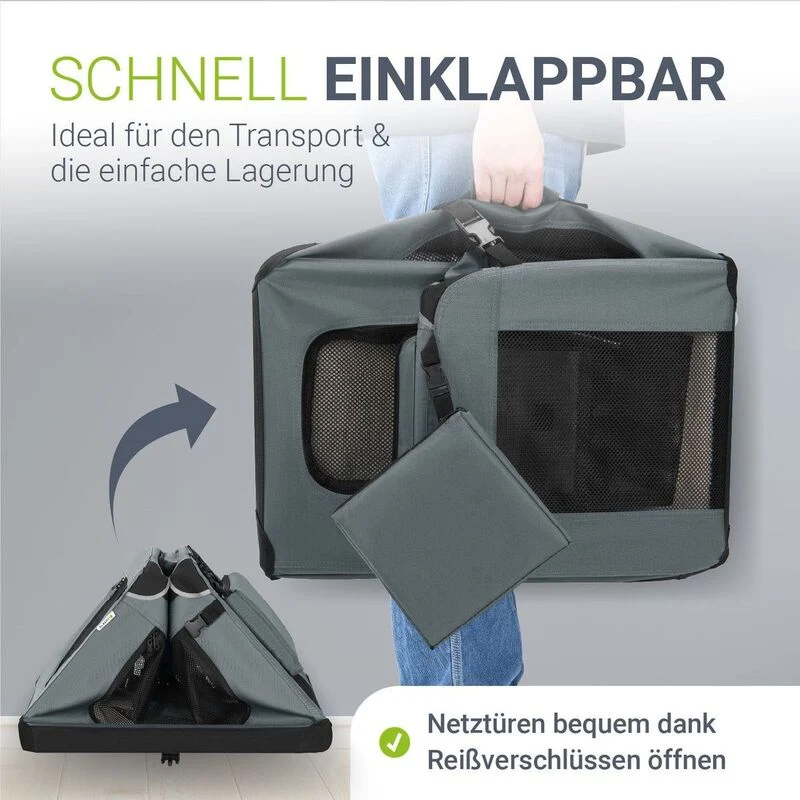 B-Ware Hundebox Auto faltbar Hundetransportbox mit Tragegriff Decke und Faltnapf
