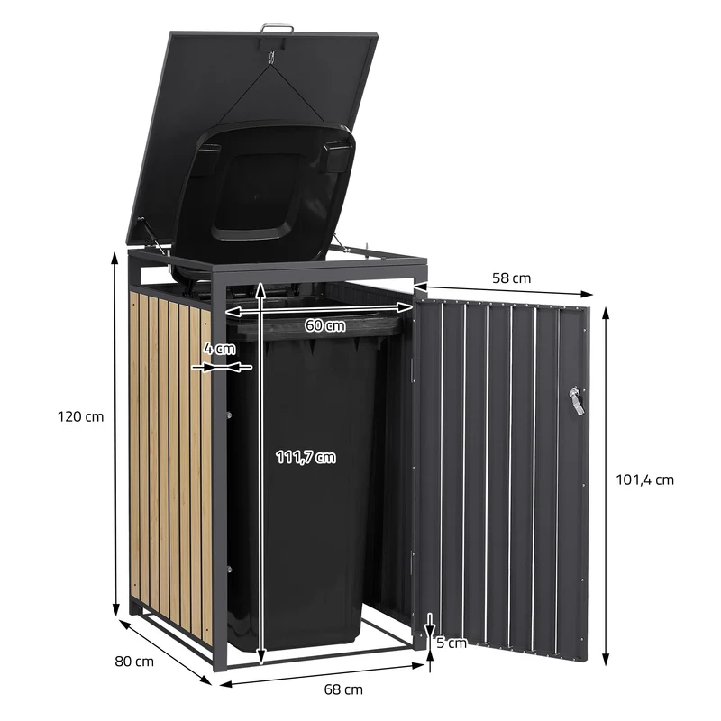 Mülltonnenbox 3er bis 240L 200x80x120 cm aus Stahl in Lärchenoptik ML-Design