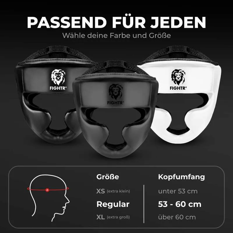 B-Ware FIGHTR Kopfschutz Core Sparring Kunstleder S/M Unisex Kampfsport Training weiß
