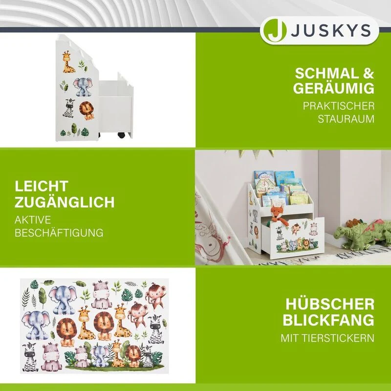 B-Ware Kinder Bücherregal mit 3 Fächern und herausziehbarer Spielzeugkiste für Ordnung