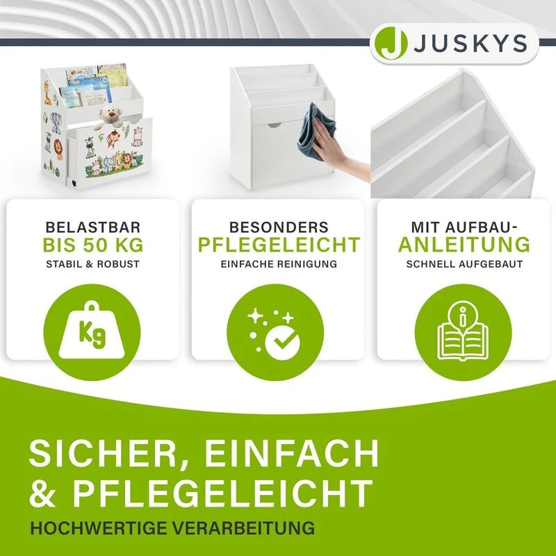 B-Ware Kinder Bücherregal mit 3 Fächern und herausziehbarer Spielzeugkiste für Ordnung