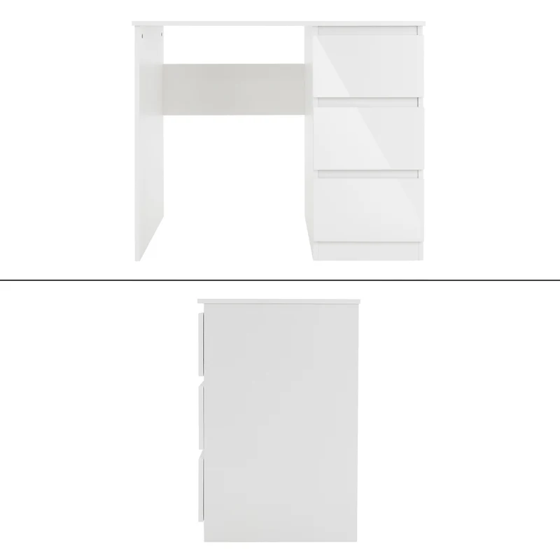ML-Design | Schreibtisch mit drei Schubladen 90x76x50 cm aus Pressspan, viel Stauraum, Arbeitstisch für Heim und Büro
