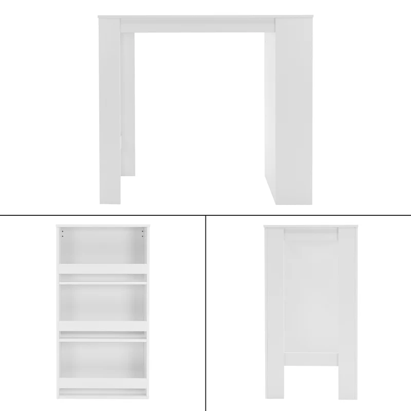 ML-Design | Bartisch mit 3-stufigem Regal 117x106x57 cm aus Holz viel Stauraum, Modern, Stehtisch mit 3 Ablagefläche