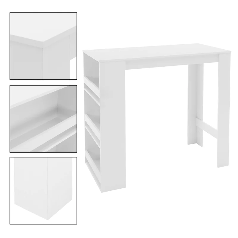ML-Design | Bartisch mit 3-stufigem Regal 117x106x57 cm aus Holz viel Stauraum, Modern, Stehtisch mit 3 Ablagefläche