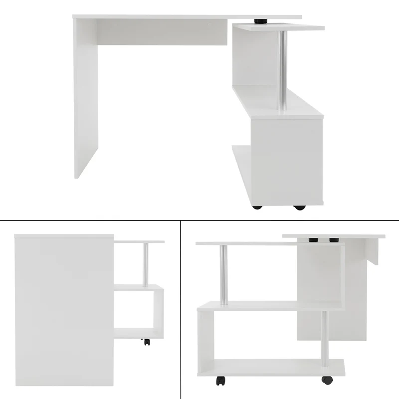 ML-Design | Eckschreibtisch drehbar mit vier Rädern 150x88x75 cm aus MDF, Schreibtisch L-Form ür Heim und Büro