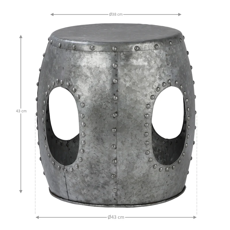 WOMO-Design | Beistelltisch handgefertigt Ø 38x43 cm aus Metall, Industrie-Design, Couchtisch