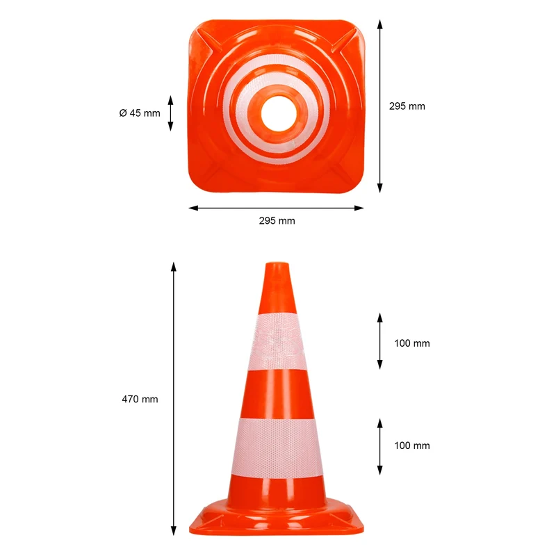 Verkehrskegel Set Pylone Warnkegel Verkehrshütchen 47 cm Orange/Weiß