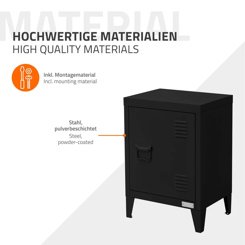 Aktenschrank Büroschrank Industrial 40x30x57,5 cm Schwarz aus Stahl ML-Design