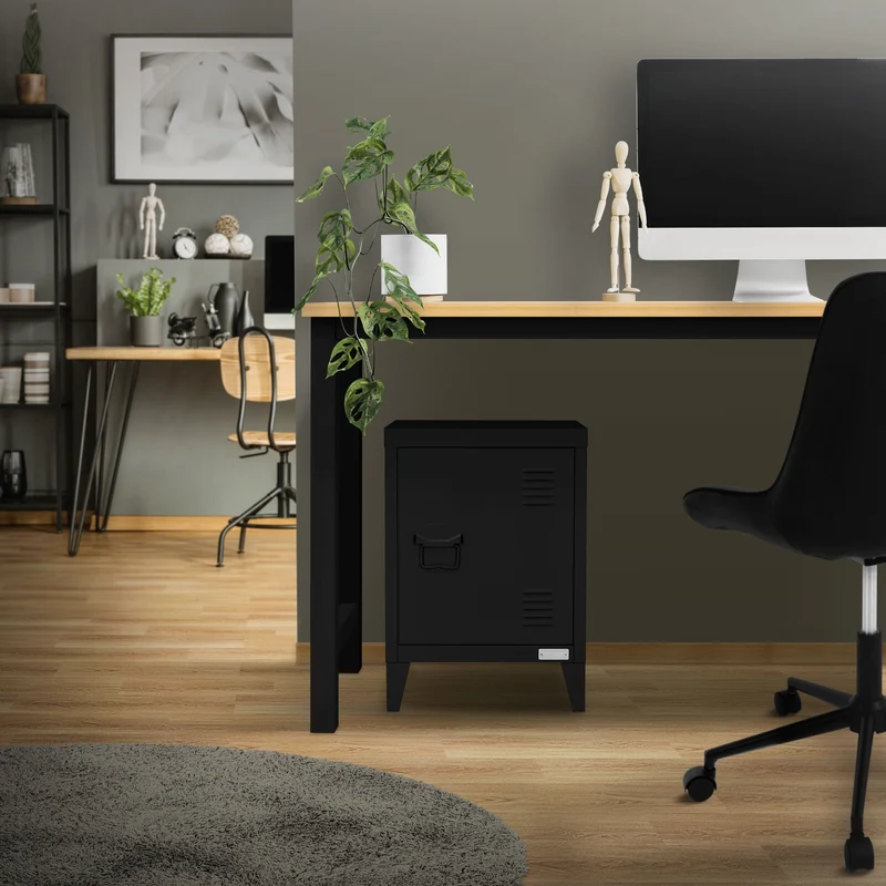 Aktenschrank Büroschrank Industrial 40x30x57,5 cm Schwarz aus Stahl ML-Design