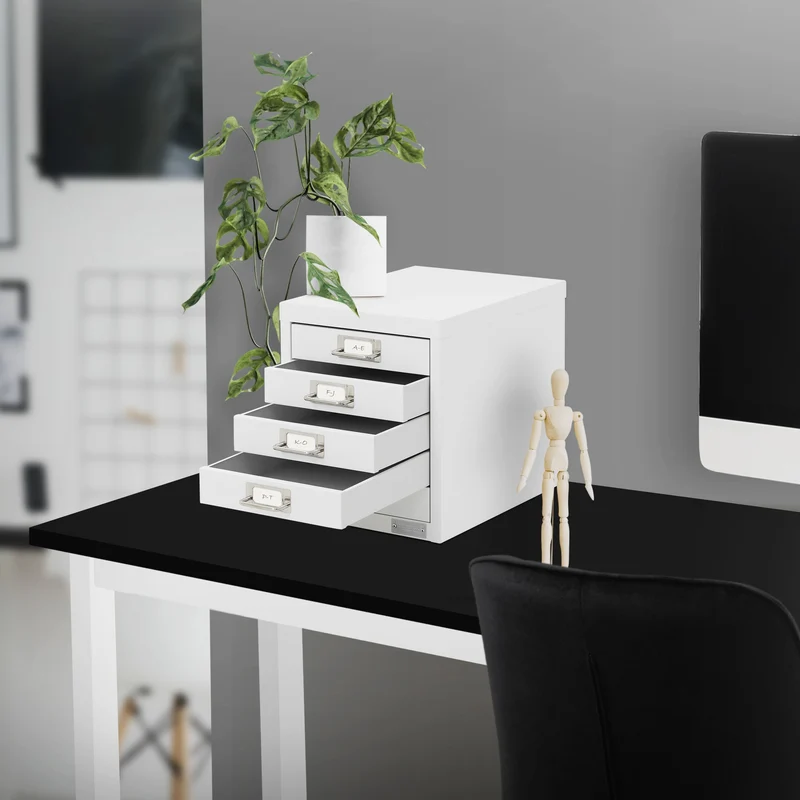 Aktenschrank mit 5 Schubladen 28x38x33 cm Weiß aus Metall ML-Design