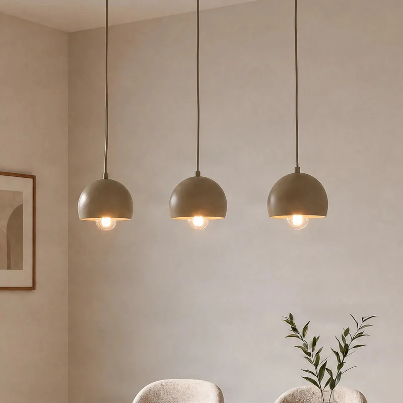 B-Ware Hängelampe Sool LED Pendelleuchte dimmbar beige matt 3-flammig Metall E27 65cm