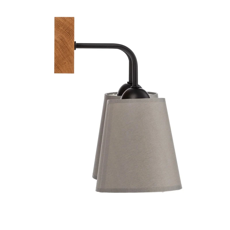 B-Ware Envostar Wandleuchte grau Risco 2-flg. Stoffschirm dimmbar E27 Holz 33x30cm