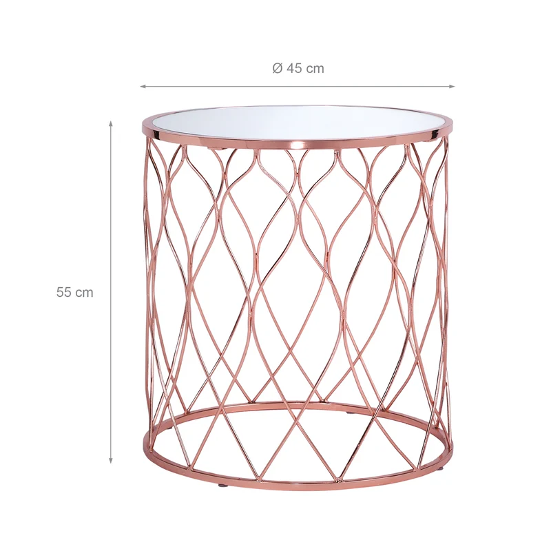 B-Ware Beistelltisch 2er Set Ø 40x45 / 45x55 cm Kupfer aus Metall und Spiegelglas WOMO-Design