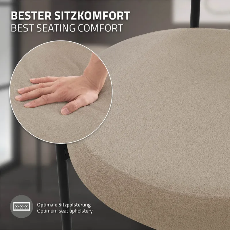 Esszimmerstuhl 6er Set mit Teddystoff mit Rückenlehne Braun Küchenstuhl ML-Design
