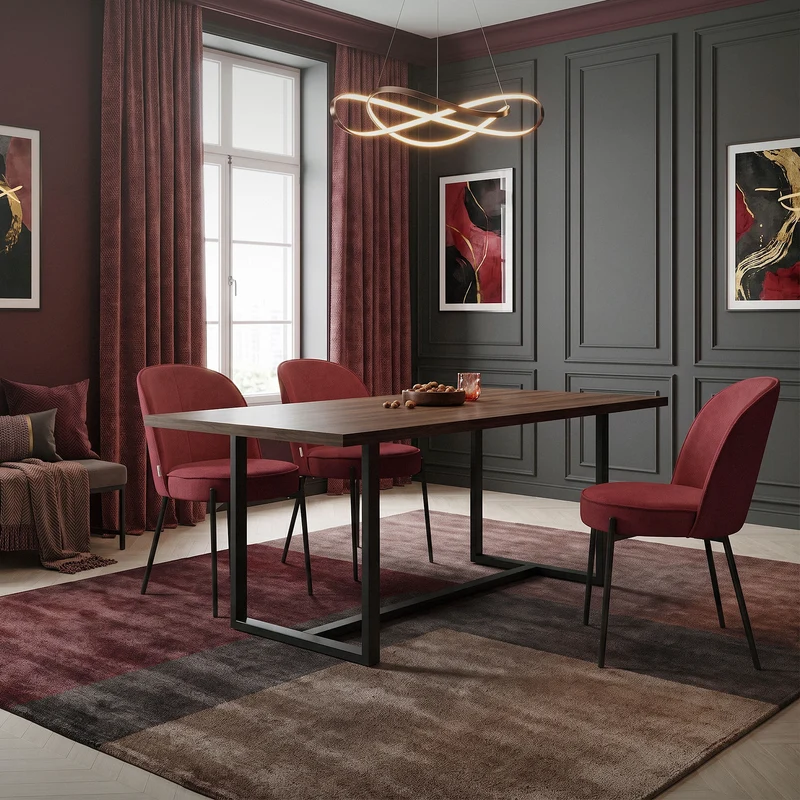 Esszimmerstühle 6er Set Rot mit Rückenlehne, Polsterstühle für Esszimmer & Küche ML-Design