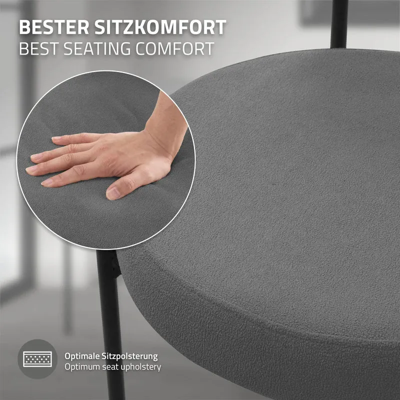Esszimmerstuhl 4er Set mit Teddystoff mit Rückenlehne Grau Küchenstuhl ML-Design