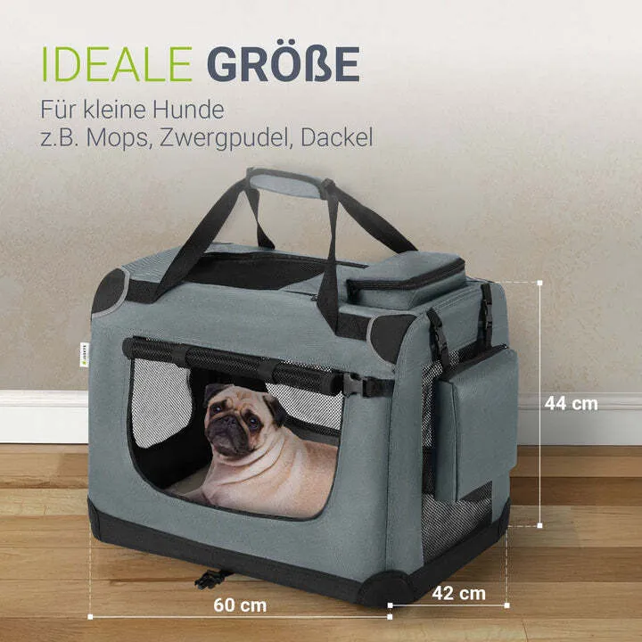 B-Ware Hundebox Auto faltbar Lassie M Hundetransportbox grau mit Tragegriff Liegedecke