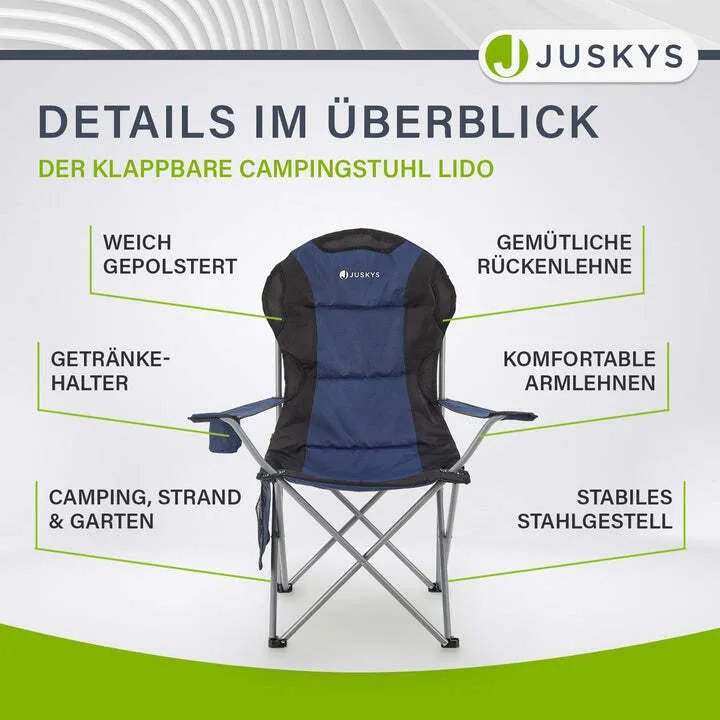B-Ware Campingstuhl Lido Klappstuhl gepolstert Getränkehalter Tragetasche Dunkelblau