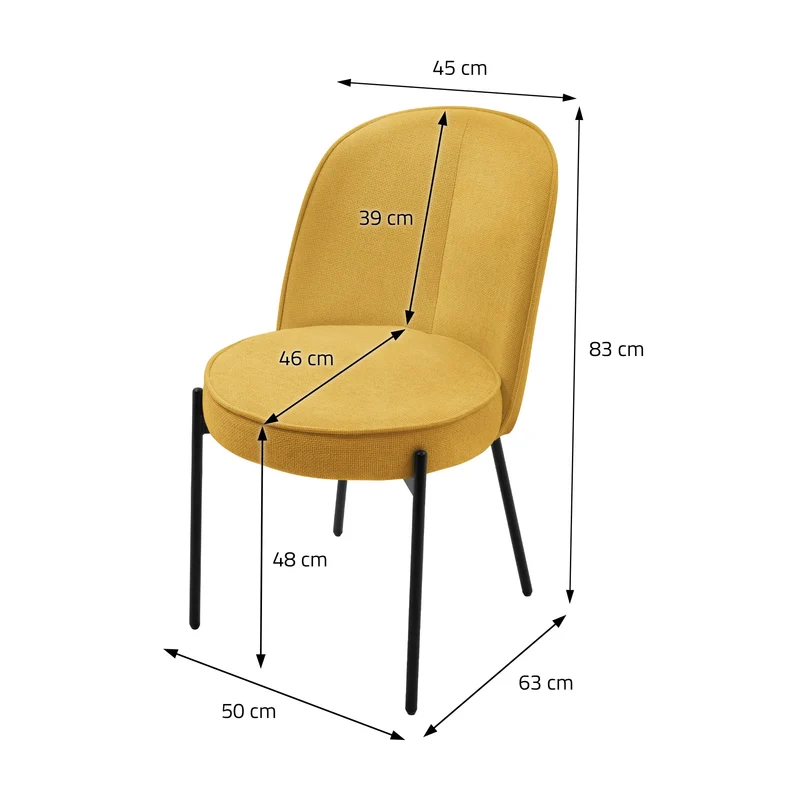 Esszimmerstühle 4er Set Senf mit Rückenlehne, Polsterstühle für Esszimmer & Küche ML-Design