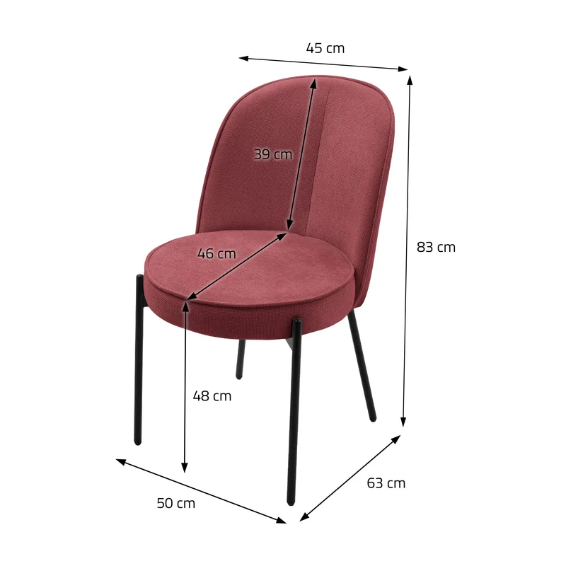 Esszimmerstühle 2er Set Rot mit Rückenlehne, Polsterstühle für Esszimmer & Küche ML-Design