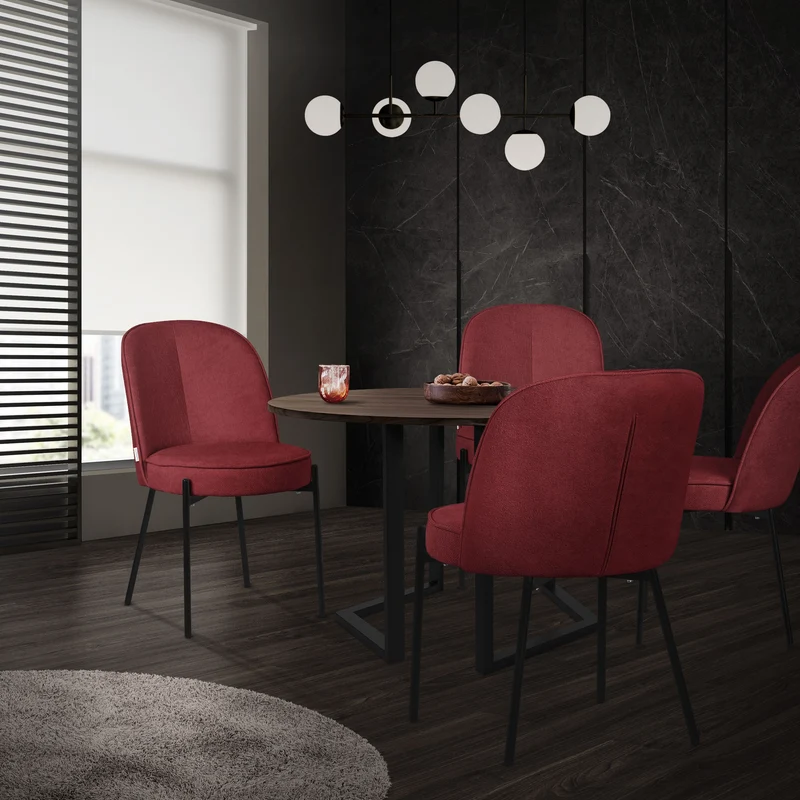 Esszimmerstühle 4er Set Rot mit Rückenlehne, Polsterstühle für Esszimmer & Küche ML-Design