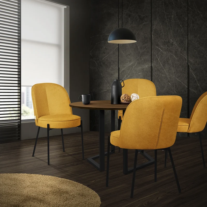Esszimmerstühle 6er Set Senf mit Rückenlehne, Polsterstühle für Esszimmer & Küche ML-Design