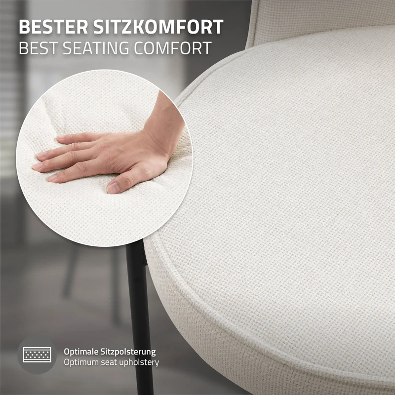 Esszimmerstühle 2er Set Beige mit Rückenlehne, Polsterstühle für Esszimmer & Küche ML-Design