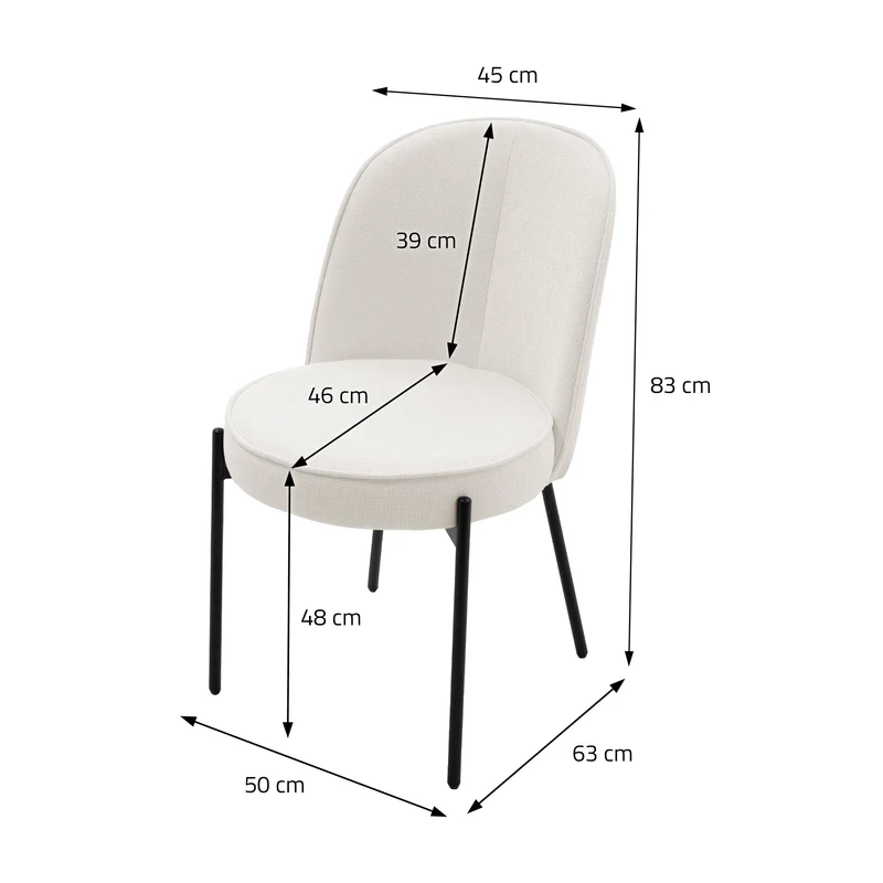 Esszimmerstühle 2er Set Beige mit Rückenlehne, Polsterstühle für Esszimmer & Küche ML-Design