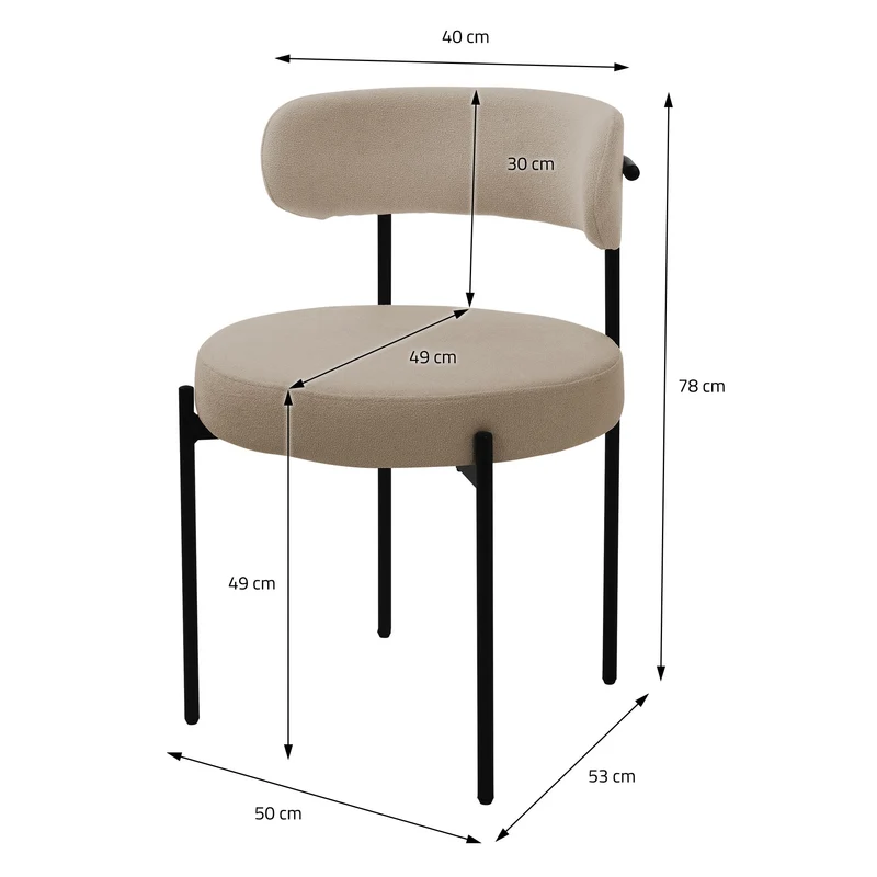 Esszimmerstuhl 4er Set mit Teddystoff mit Rückenlehne Braun Küchenstuhl ML-Design