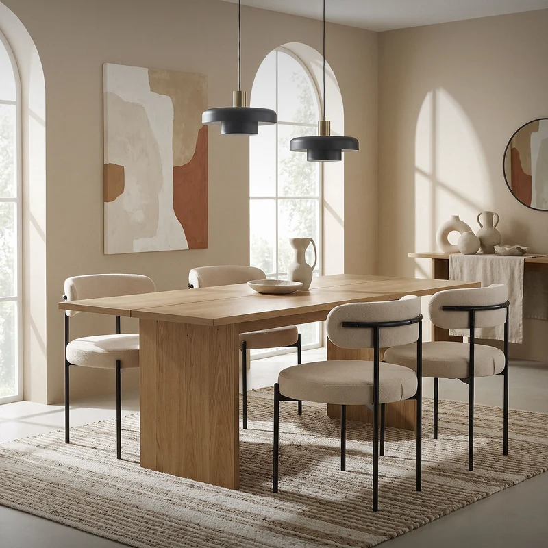 Esszimmerstuhl 4er Set mit Teddystoff mit Rückenlehne Braun Küchenstuhl ML-Design