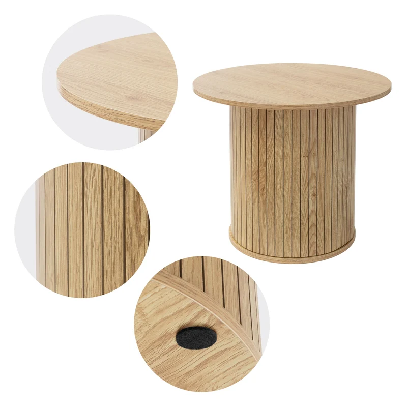 Couchtisch rund Ø60 x 50 cm, Holz-Optik, Braun, Wohnzimmertisch ML-Design