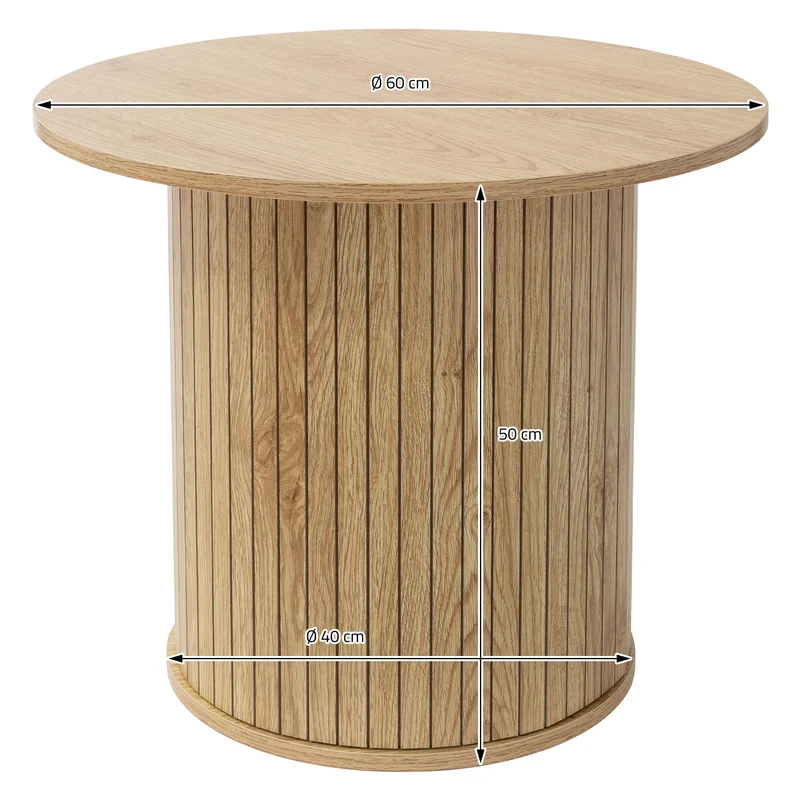 Couchtisch rund Ø60 x 50 cm, Holz-Optik, Braun, Wohnzimmertisch ML-Design