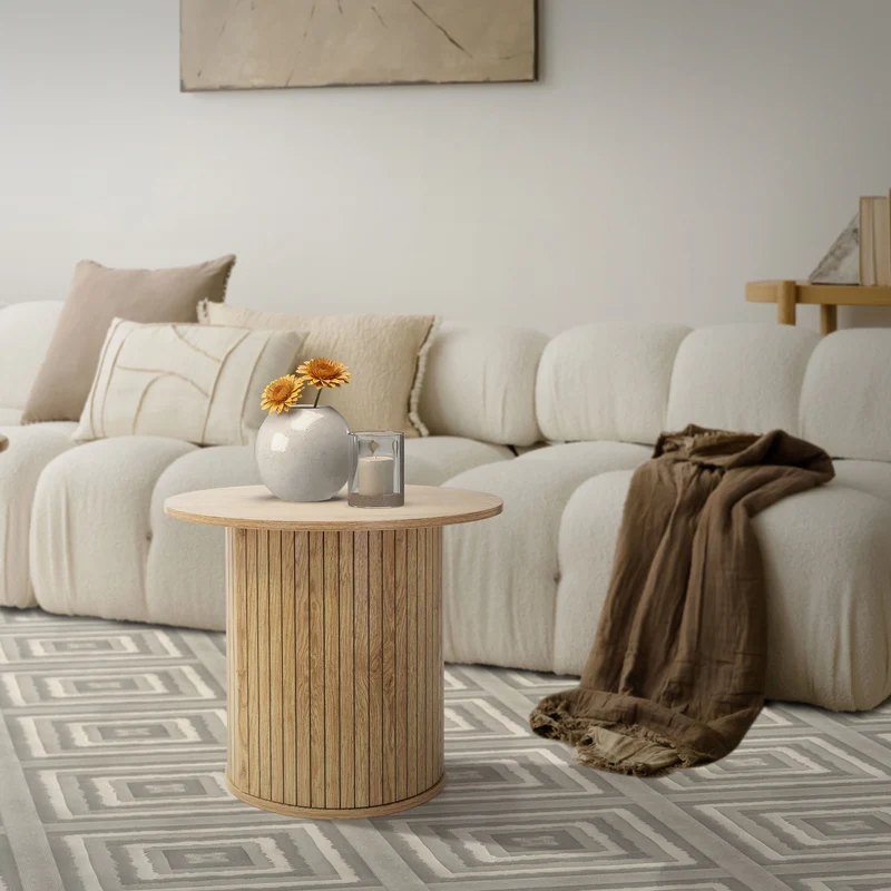 Couchtisch rund Ø60 x 50 cm, Holz-Optik, Braun, Wohnzimmertisch ML-Design