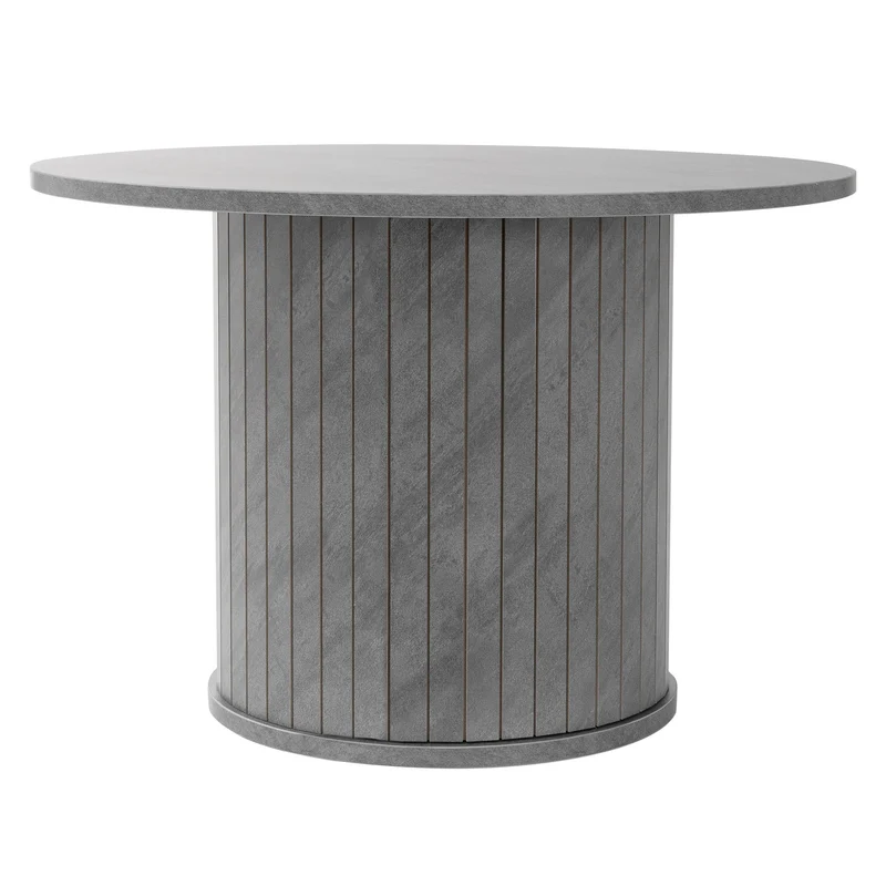 Couchtisch rund Ø60 x 40 cm, Beton-Optik, Grau, Wohnzimmertisch ML-Design