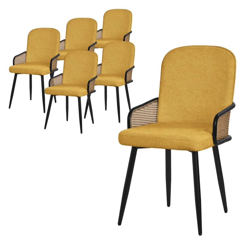 ML-Design | Esszimmerstuhl Set mit Metallbeinen Rücken- & Armlehne 51x91x61 cm, bis 120 kg, Küchenstuhl Wohnzimmerstuhl Polsterstuhl