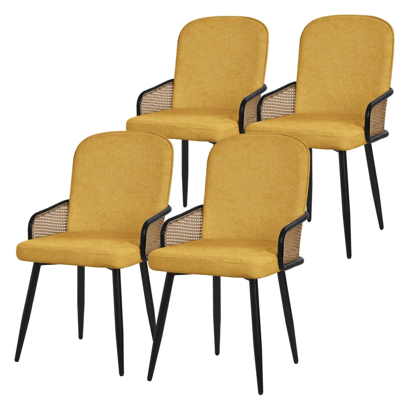 ML-Design | Esszimmerstuhl Set mit Metallbeinen Rücken- & Armlehne 51x91x61 cm, bis 120 kg, Küchenstuhl Wohnzimmerstuhl Polsterstuhl