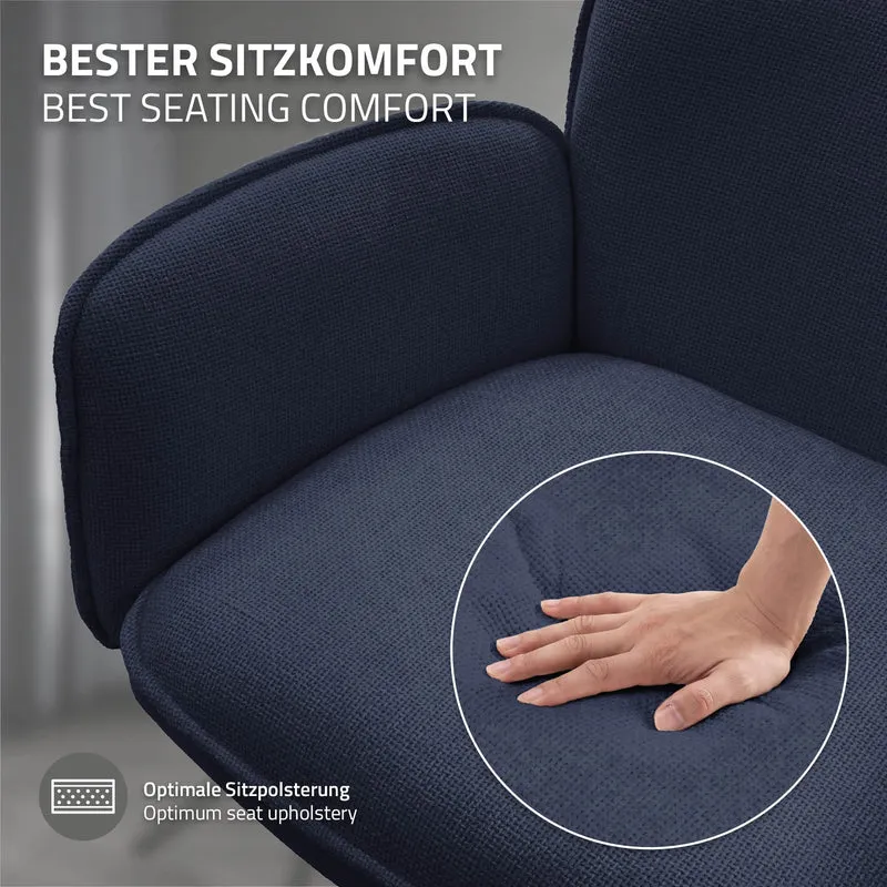 Esszimmerstuhl 6er Set drehbar Dunkelblau mit Rücken- und Armlehne bis 120 kg ML-Design