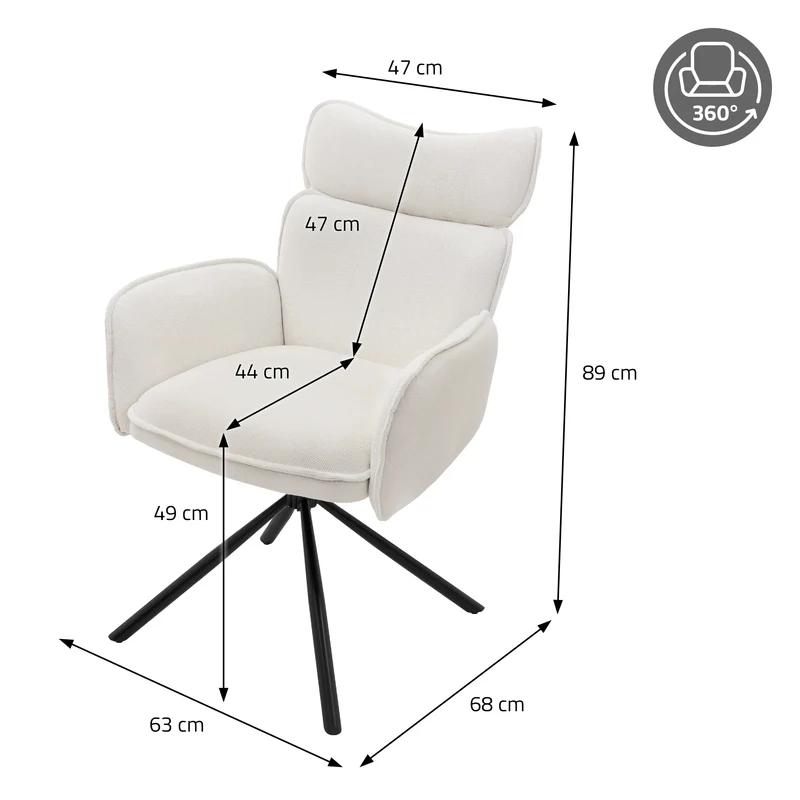 Esszimmerstuhl 4er Set drehbar Beige mit Rücken- und Armlehne bis 120 kg ML-Design