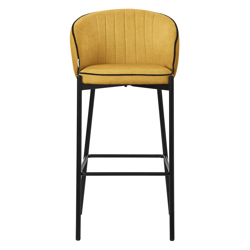 Barhocker 2er Set Senf 50x101x54 cm mit Rückenlehne und Fußstütze bis 120 kg ML-Design