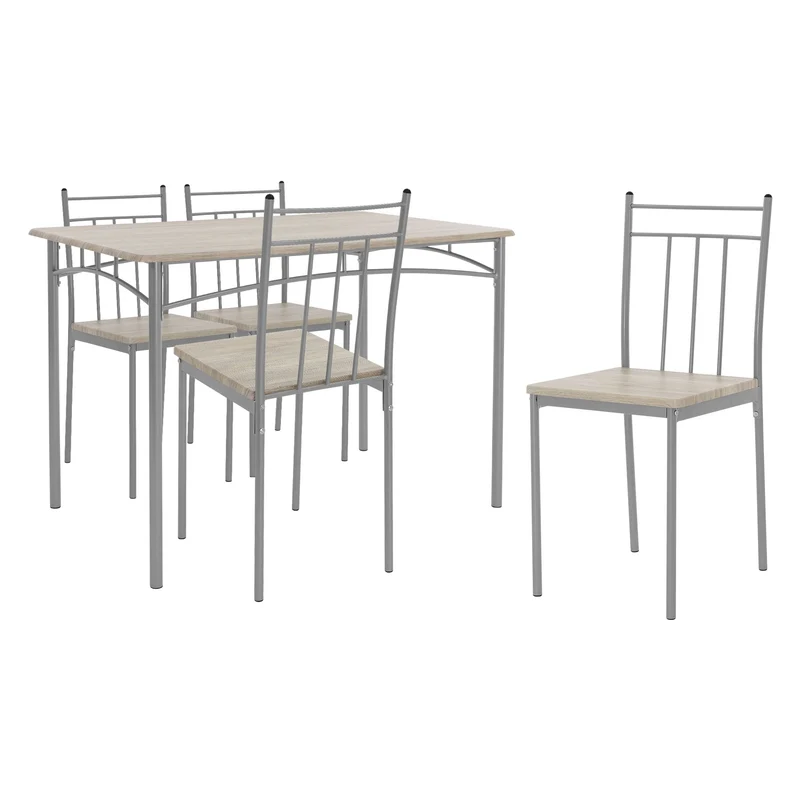 ML-Design | Essgruppe für 4 Personen 5-teilig mit Esstisch und 4 Stühlen aus Holz, Stahl, Esszimmergarnitur Sitzgruppe Küchentisch Set