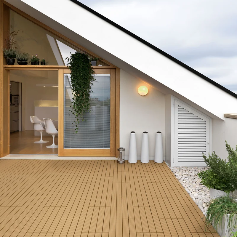 B-Ware Terrassenfliesen 60x30 cm 6er Set für 1m² Teak aus WPC
