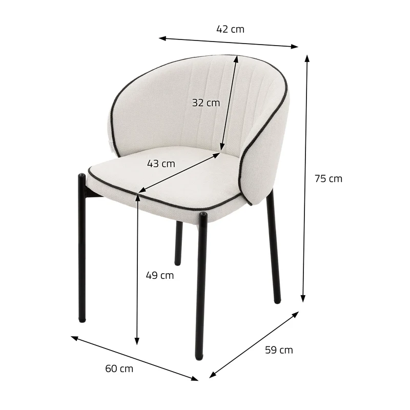 B-Ware 2er Set Esszimmerstühle mit Rücken- & Armlehne Beige mit Metallbeinen bis 120 kg ML-Design