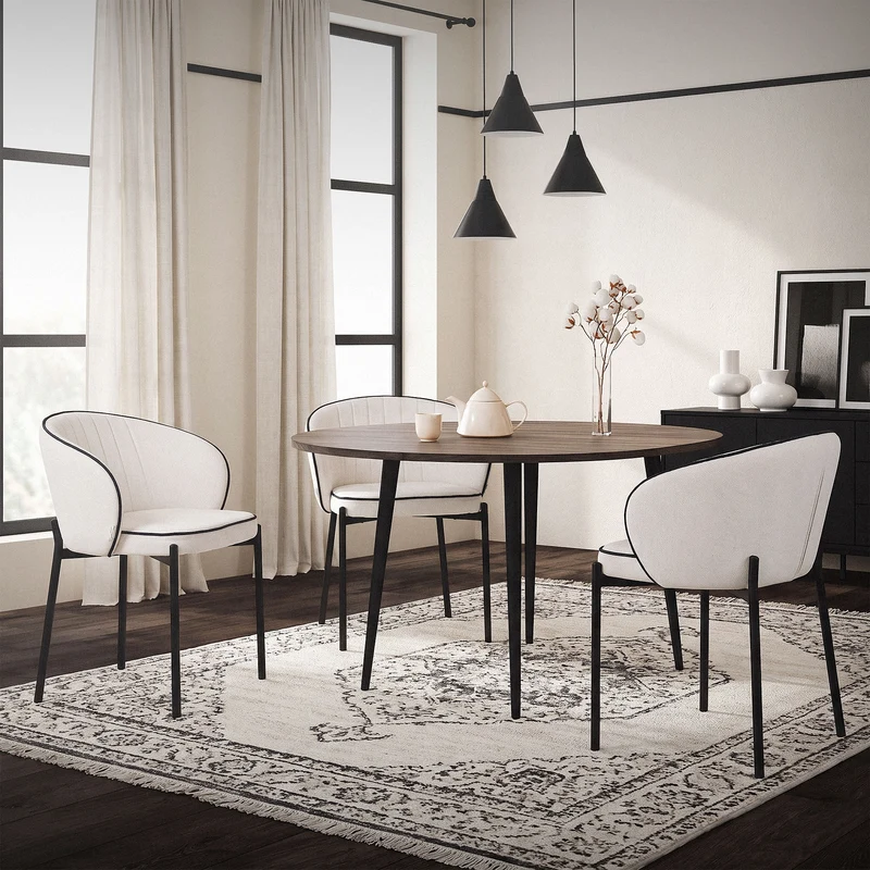 B-Ware 2er Set Esszimmerstühle mit Rücken- & Armlehne Beige mit Metallbeinen bis 120 kg ML-Design