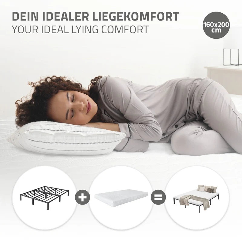 B-Ware Bettgestell Doppelbett 160x200 cm aus Metall in Anthrazit mit Lattenrost ML-Design