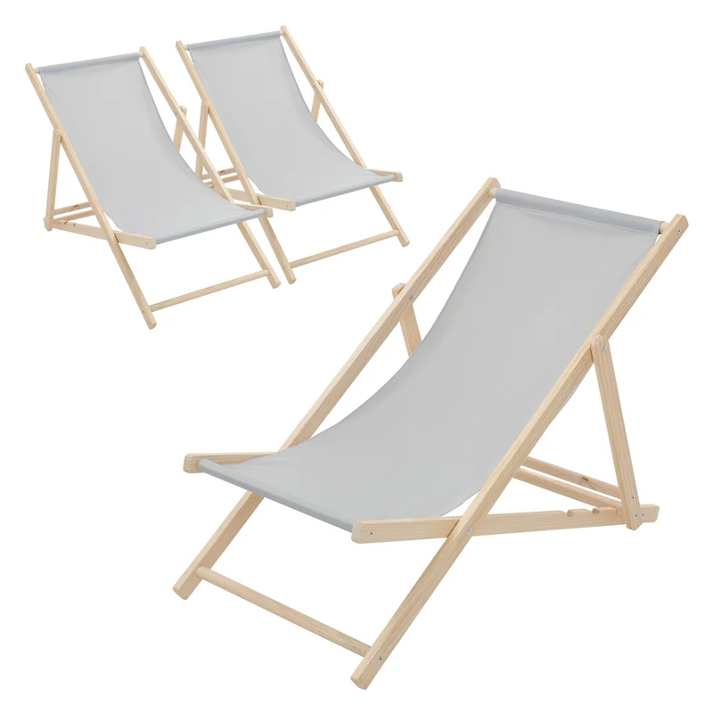 ECD Germany | Gartenliege klappbar aus Holz Strandliege Strandstuhl Sonnenliege