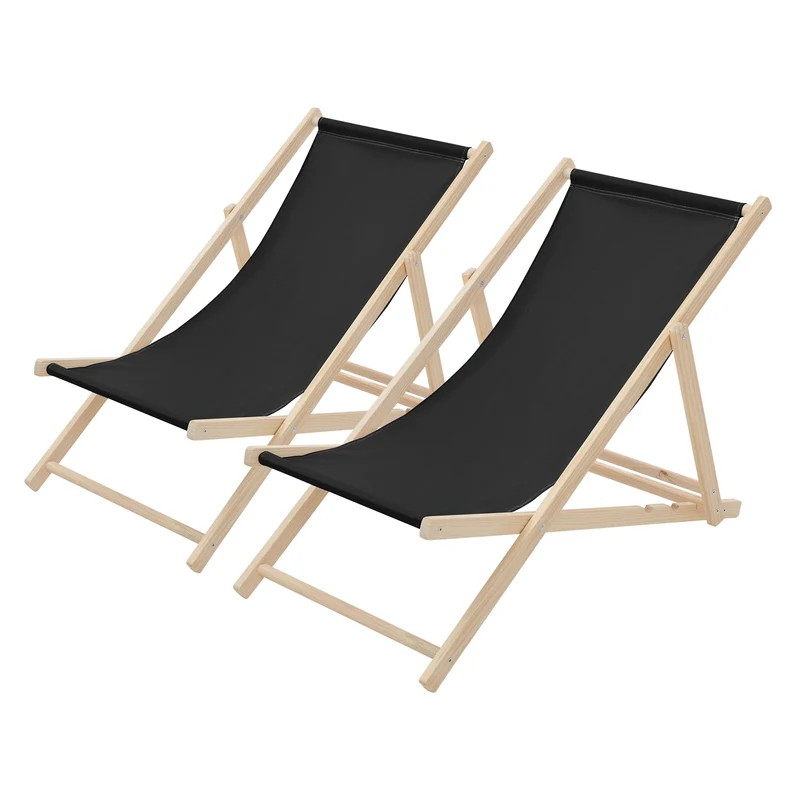 ECD Germany | Gartenliege klappbar aus Holz Strandliege Strandstuhl Sonnenliege