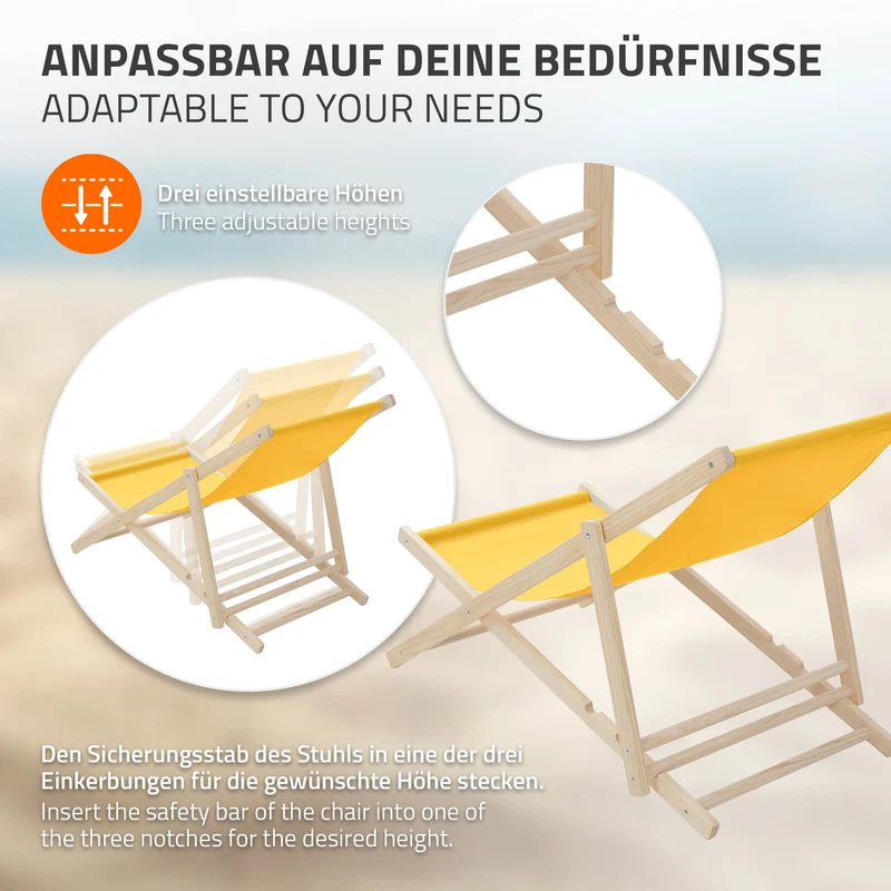 ECD Germany | Gartenliege klappbar aus Holz Strandliege Strandstuhl Sonnenliege